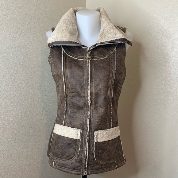 Kuhl Jackets & Blazers - Kuhl • Projekt Dani Sherpa Vest Faux Suede Full Zip Women’s Medium Brown EUC